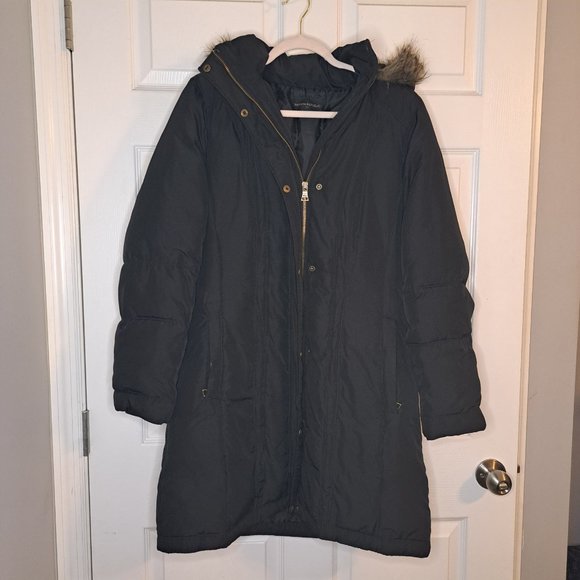 Banana Republic Hooded Long Puffer Jacket Coat Size Large - Picture 4 of 11